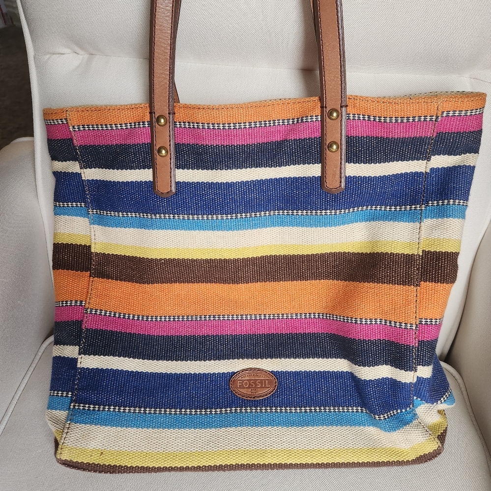 Fossil Striped Tote Bag